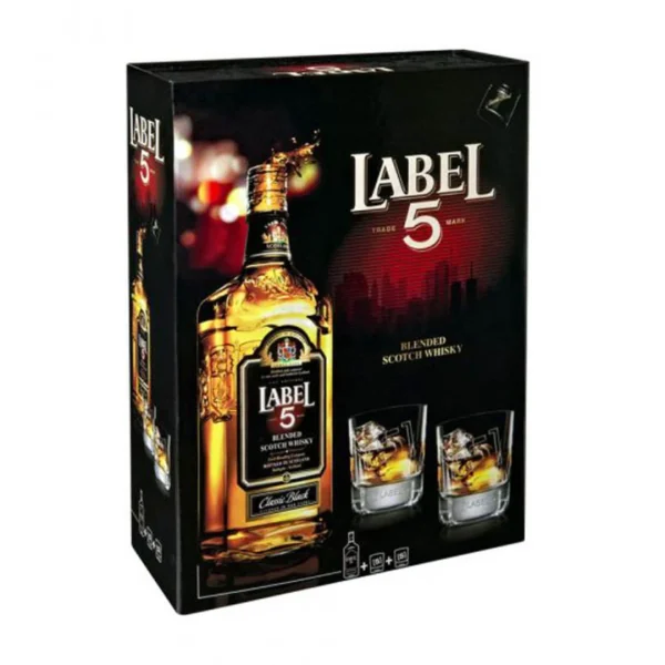 Label 5 Whisky Coffret 100Cl + 2 Vasos