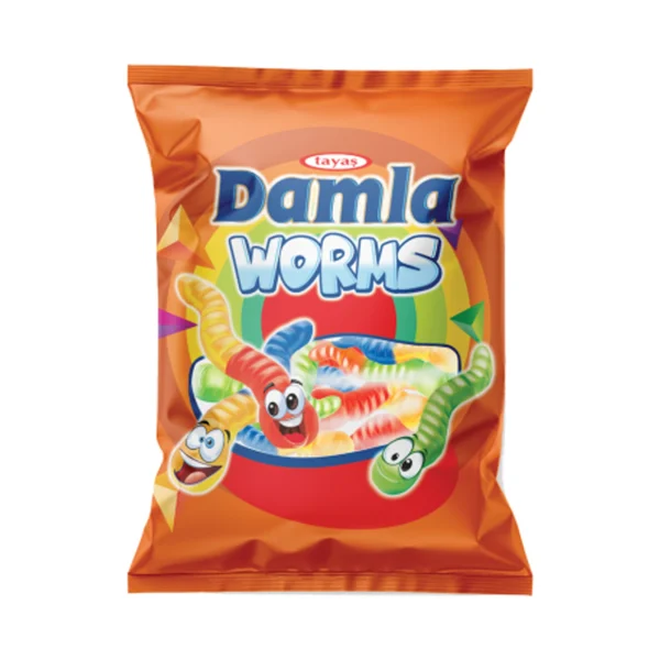 Tayas Damla Gummy Sour Worm 80G (*12 Bag)