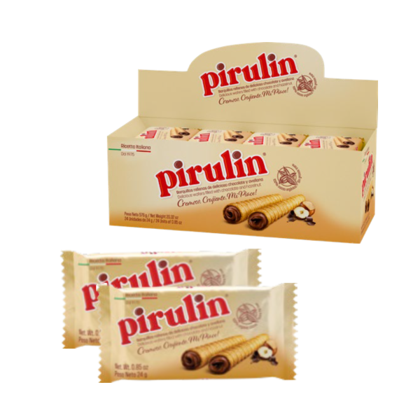 Pirulin *24 Barquillos Rellenos Chocolate
  Avellana - 24Gr