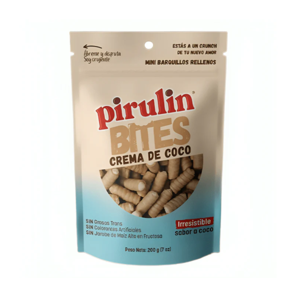 Pirulin *12 (Bolsa) Mini Barquillos
  Rellenos Coco - 200Gr